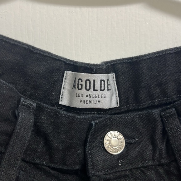 AGOLDE Black Denim Distressed High Waisted Shorts | Size 27 - Picture 2 of 8